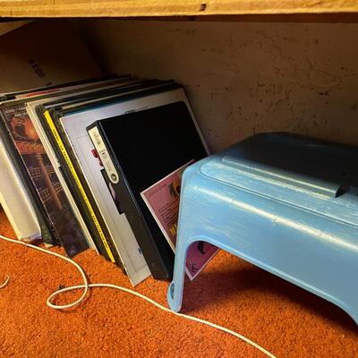 lot 161- Misc. bundle of records, stool