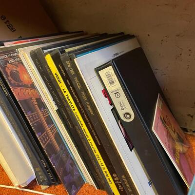 lot 161- Misc. bundle of records, stool