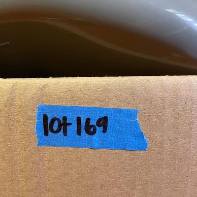 lot 169- Misc. box of cleaning supplies, hygiene products, health products, office supplies