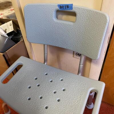 lot 170- medical chair, bath handle, bedside toilet, cane