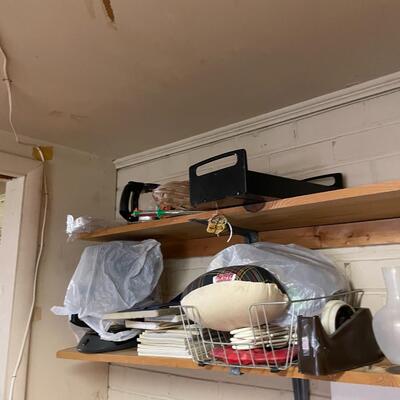 lot 182- Entire contents of crafting room including all crafts, furniture, Sears kenmore sewing machine table, (2) dressers, Shelves, (2)...