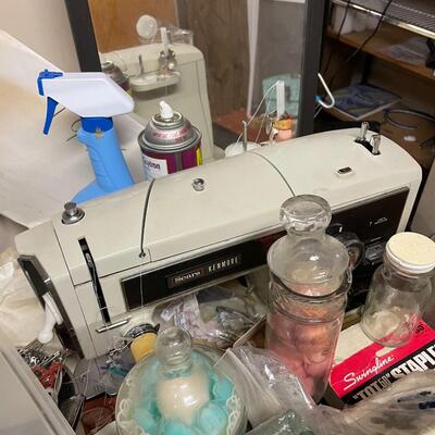 lot 182- Entire contents of crafting room including all crafts, furniture, Sears kenmore sewing machine table, (2) dressers, Shelves, (2)...