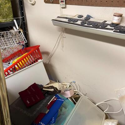 lot 182- Entire contents of crafting room including all crafts, furniture, Sears kenmore sewing machine table, (2) dressers, Shelves, (2)...