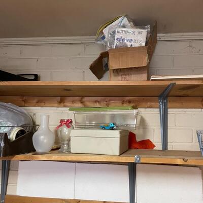 lot 182- Entire contents of crafting room including all crafts, furniture, Sears kenmore sewing machine table, (2) dressers, Shelves, (2)...