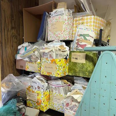 lot 182- Entire contents of crafting room including all crafts, furniture, Sears kenmore sewing machine table, (2) dressers, Shelves, (2)...