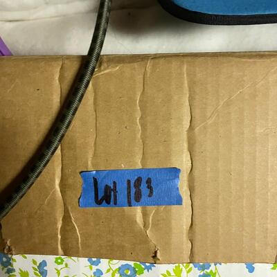 lot 183- box of misc. blanket materials, and more