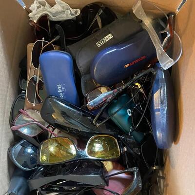 lot 185- Misc. box of glasses and glasses cases