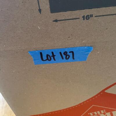 lot 187- Misc. box of ties, heating pads, etc.