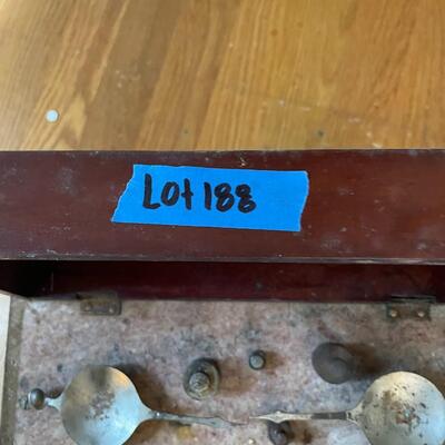 lot 188- antique scale with additional weights