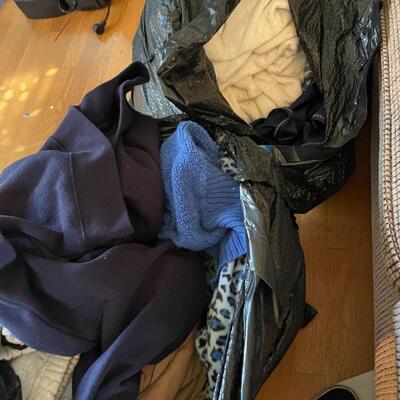 lot 190- (2) large bags with misc. clothes and blankets