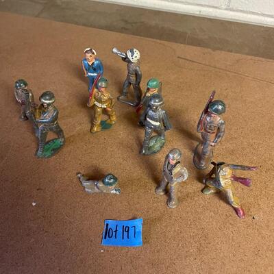 lot 197- (11) vintage metal figurine toys circa 1930's