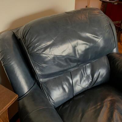 #1 Blue Drexel Heritage Furniture Leather Armchair & Ottoman