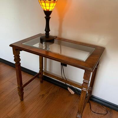 #8 Lovely Wood Side Table With Glass Top we have 2 similar ones - see #36