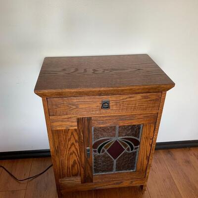 #18 Stained Glass & Wood Vanity Cabinet