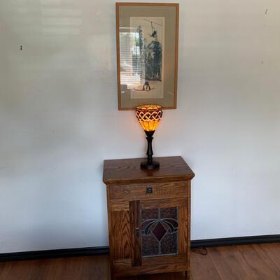 #18 Stained Glass & Wood Vanity Cabinet