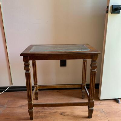#36 Lovely Wood Side Table With Glass Top (we have 2 similar ones - see #8)