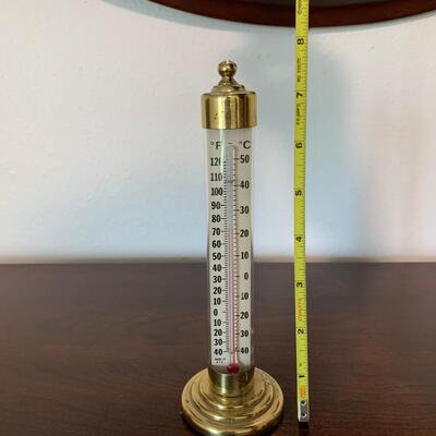 #97 Vintage Brass/Glass Table Thermometer