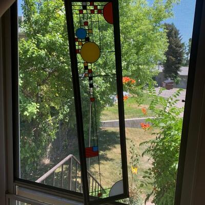 #144 Frank Lloyd Wright Geometric Stained Glass Window