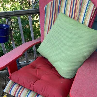 #156 Red Patio Chair, Footrest & Cushion (COMES WITH RED FOOTSTOOL, not yellow*)