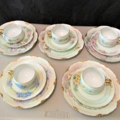 Group #1 of Five Luncheon Sets- Assorted Makers:  Each Set Includes Luncheon Plate, Cup, and Saucer