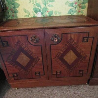 Hand Crafted Marquetry Deco Design Storage Cabinet