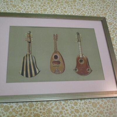 Vintage Print of Mandolin Stringed Instruments