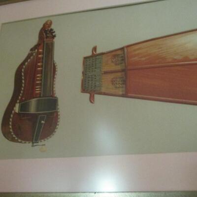 Vintage Print of Early Stringed Instrument
