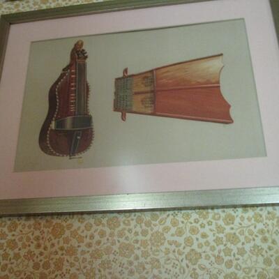 Vintage Print of Early Stringed Instrument