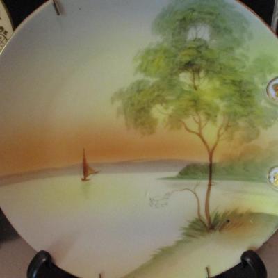 Set of Three Hand Painted Vintage China Plates includes Johnson Bros.  