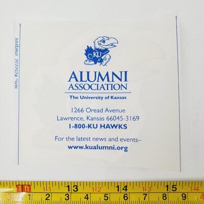 ALUMNI ASSOCIATION THE UNIVERSITY OF KANSAS JAYHAWK STICKERS BUNDLE OF 9