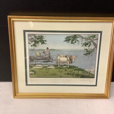 339  Signed & Number Engraving By Christina Bates “ Waitin “ on the Ferry  1984 