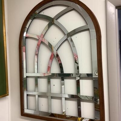 343. Arched Mirrored Decorative Piece with Aged Metal Frame