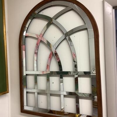 343. Arched Mirrored Decorative Piece with Aged Metal Frame