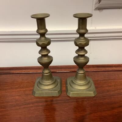 345 Pair of Brass Push-up Candlesticks 