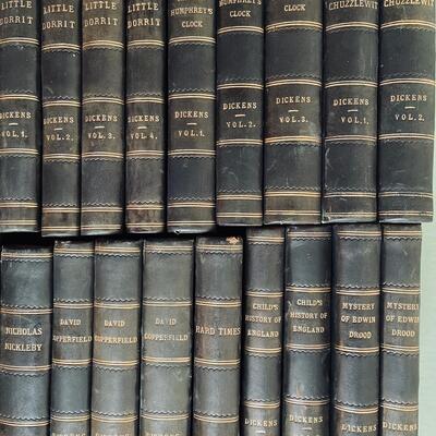 LOT 98 - Large Charles Dickens Book Set - Leipzig - 1800's - 38 Books