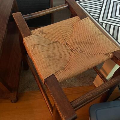 lot 207- Mid century modern rolling table and small stool