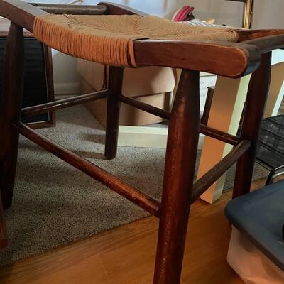 lot 207- Mid century modern rolling table and small stool