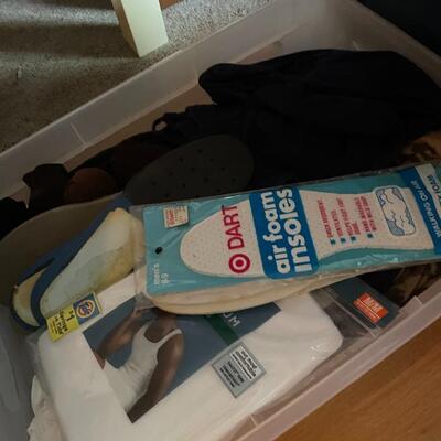 lot 211- Misc. storage bins with contents and shelves