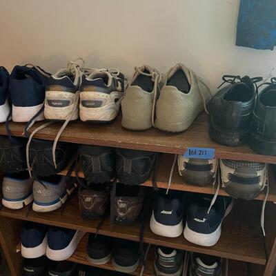 lot 217- shelf with misc. tennis shoes sizes 8-9