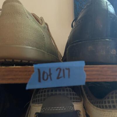 lot 217- shelf with misc. tennis shoes sizes 8-9
