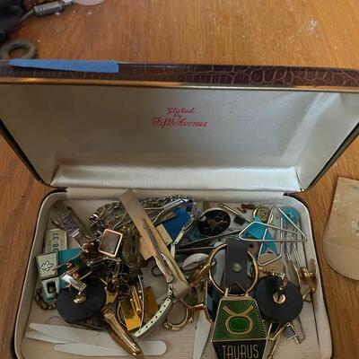 lot 222- box of misc. cuff links and tie clips