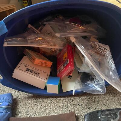 lot 226- Misc. bags, purses, wallets, bucket of misc. cards and more