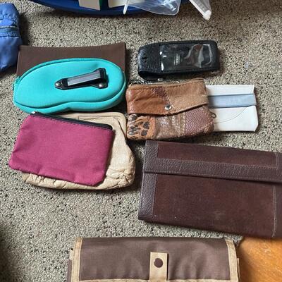 lot 226- Misc. bags, purses, wallets, bucket of misc. cards and more