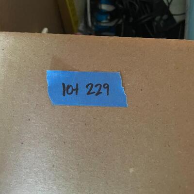 lot 229- Misc. box of electronics, tools, etc.