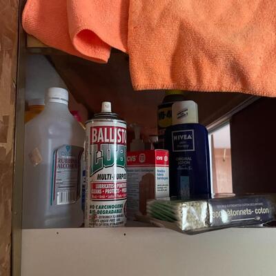 lot 232- shelves of misc. toiletries, clippers, chemicals, etc.