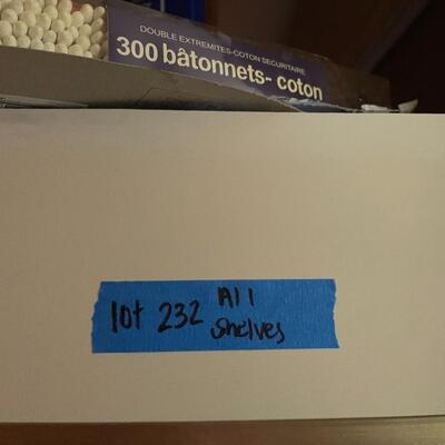 lot 232- shelves of misc. toiletries, clippers, chemicals, etc.
