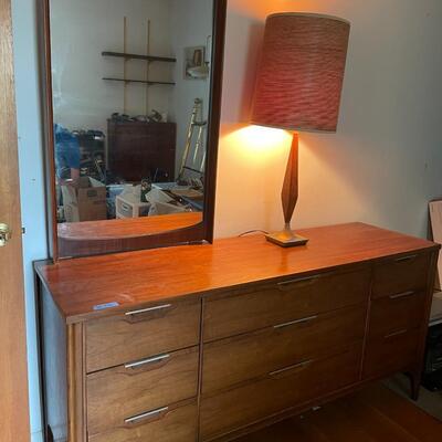 lot 236- mid century modern dresser with mirror and contents