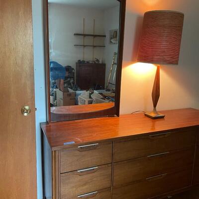 lot 236- mid century modern dresser with mirror and contents