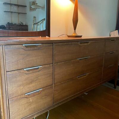 lot 236- mid century modern dresser with mirror and contents