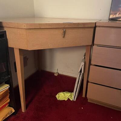 lot 237- Large multiple piece desk with contents